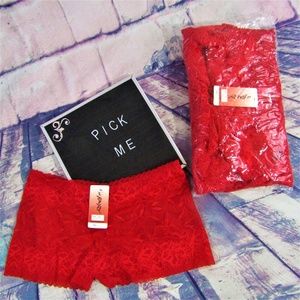 Fairy Lace Up NWT Boy Short Red Panties XS